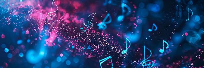 note nello spazio blu