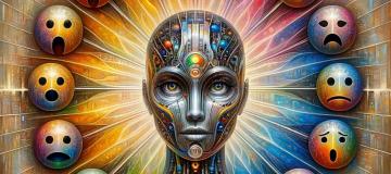  Human robot head with radial emoticons