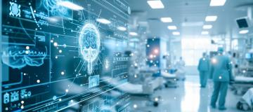 schermo digitale e nello sfondo corsia d'ospedale